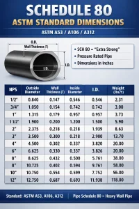 schedule 80 astm standard dimensions