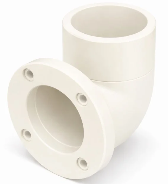 white pa flanged elbow
